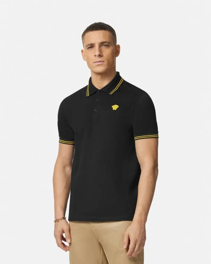 Medusa Polo Shirt Black Men Versace TShirts and Polos