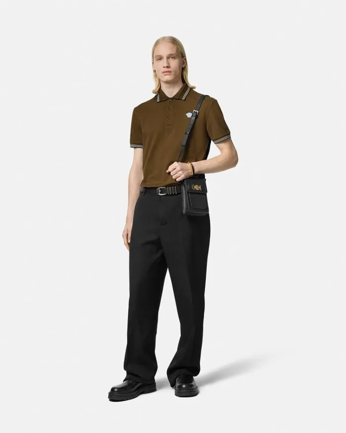 Medusa Polo Shirt Green Men Versace TShirts and Polos