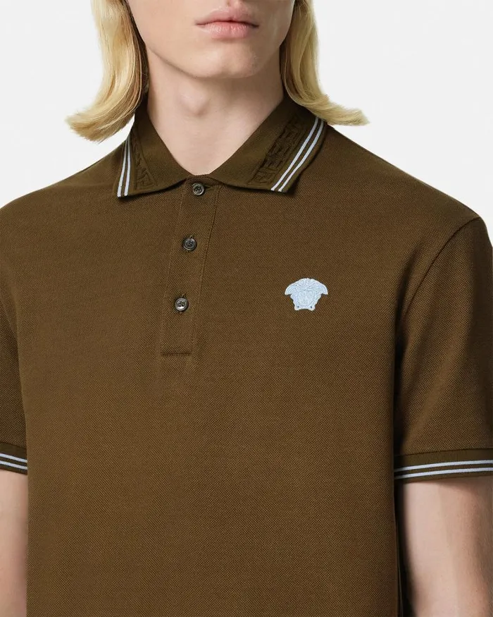 Medusa Polo Shirt Green Men Versace TShirts and Polos