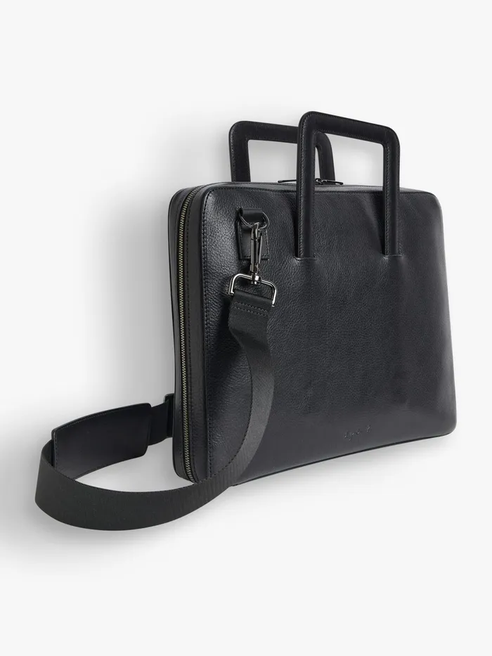 Men Agns B Bags Black Leather Scott Laptop Bag
