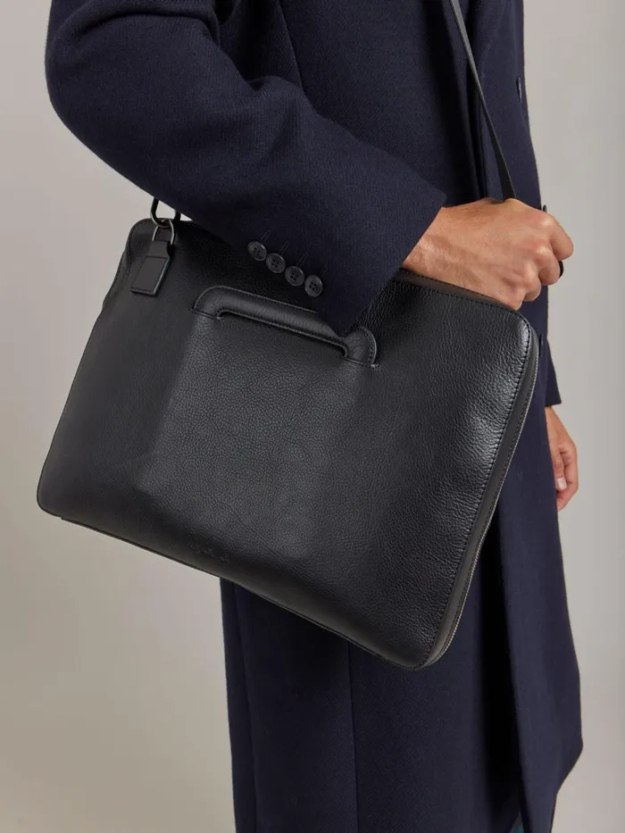 Men Agns B Bags Black Leather Scott Laptop Bag