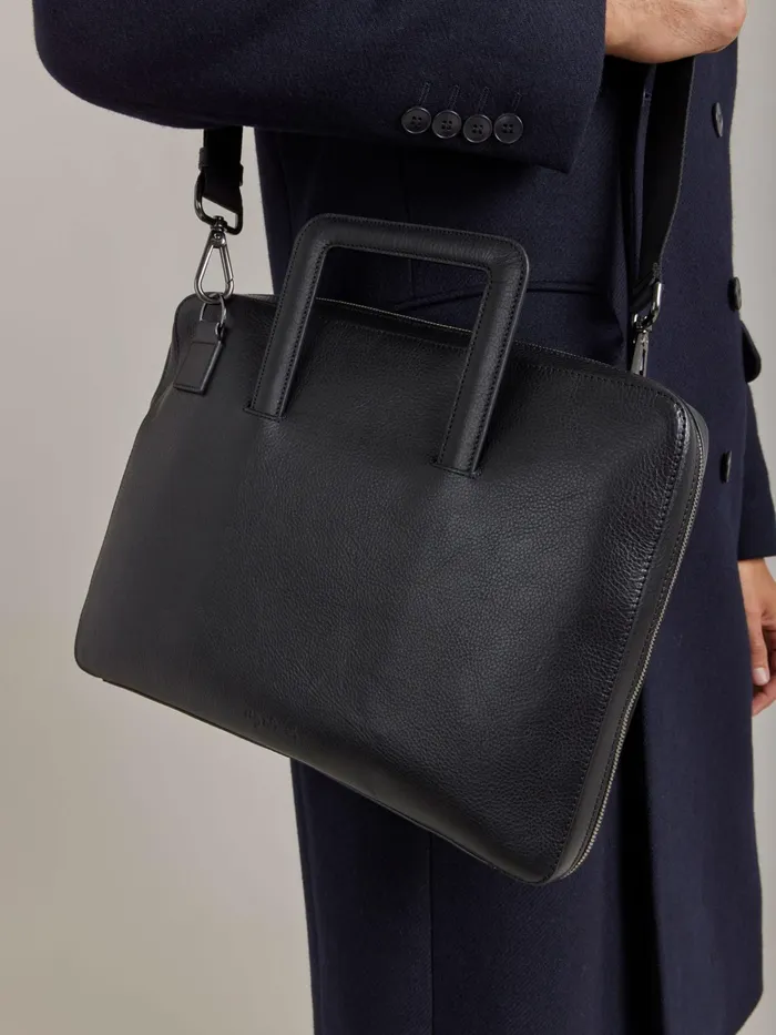 Men Agns B Bags Black Leather Scott Laptop Bag