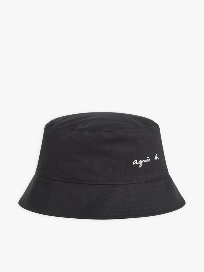 Men Agns B Caps and Hats Black Cotton Agns Bucket Hat