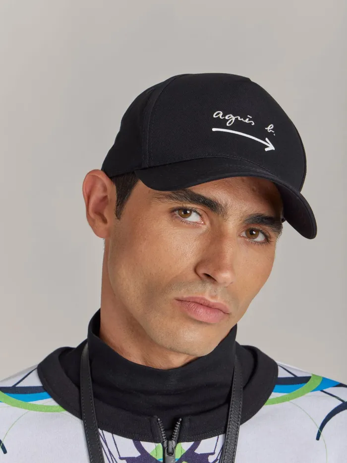 Men Agns B Caps and Hats Black Cotton Flche Cap