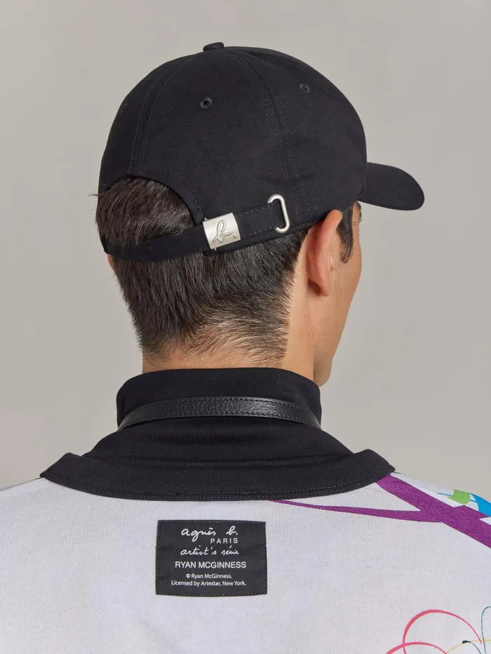 Men Agns B Caps and Hats Black Cotton Flche Cap