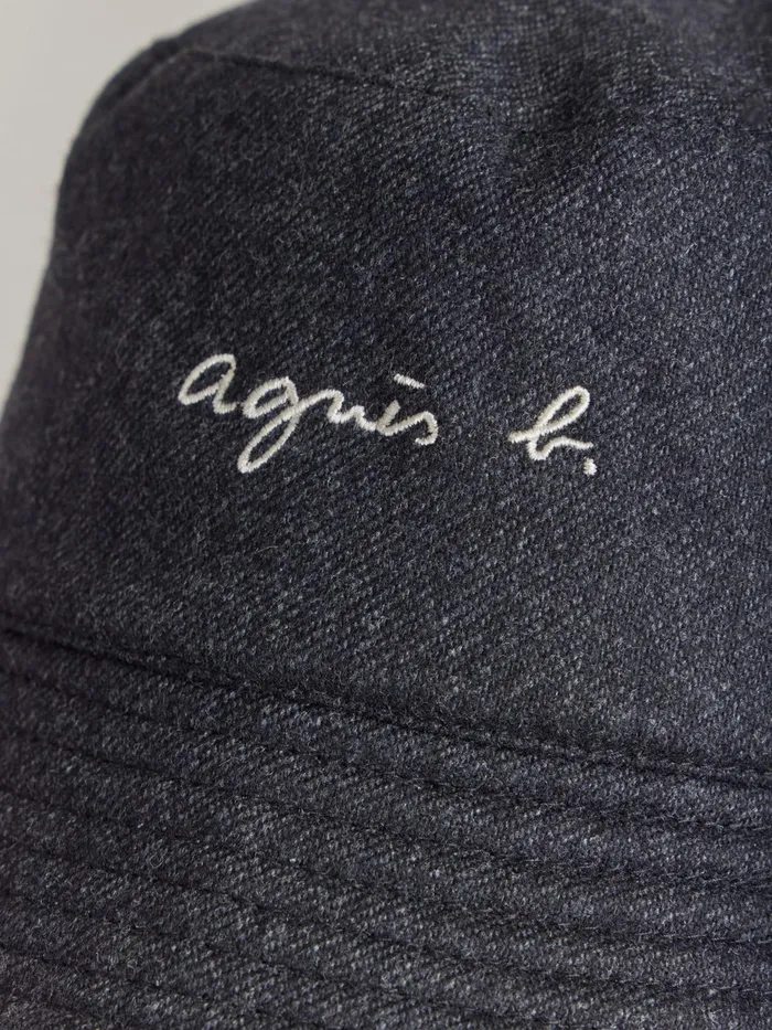 Men Agns B Caps and Hats Grey Wool Flannel Janis Bucket Hat