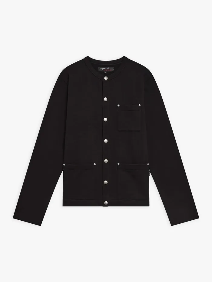 Men Agns B Cardigans Black Cotton Fleece Khelian Cardigan
