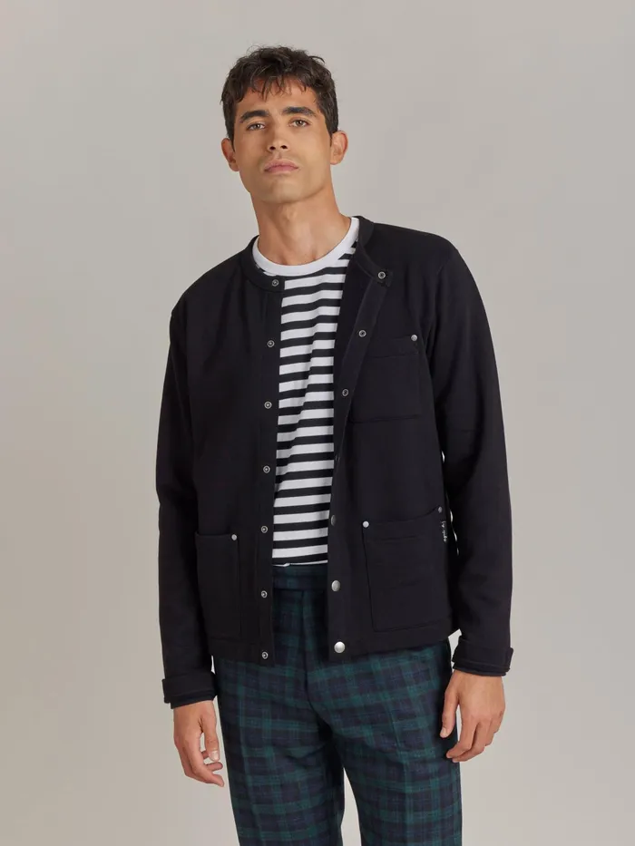 Men Agns B Cardigans Black Cotton Fleece Khelian Cardigan