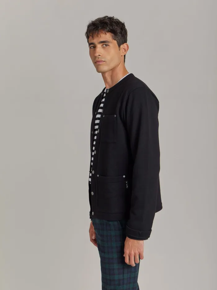 Men Agns B Cardigans Black Cotton Fleece Khelian Cardigan