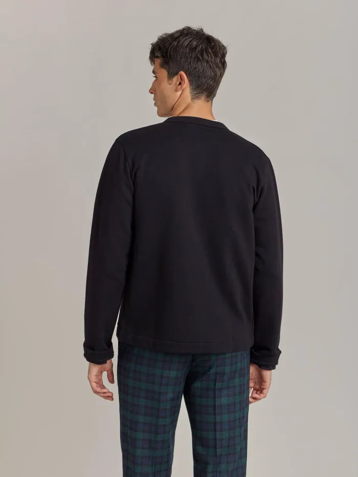 Men Agns B Cardigans Black Cotton Fleece Khelian Cardigan