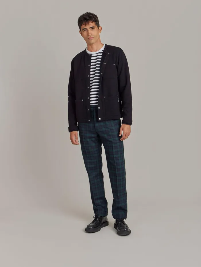 Men Agns B Cardigans Black Cotton Fleece Khelian Cardigan