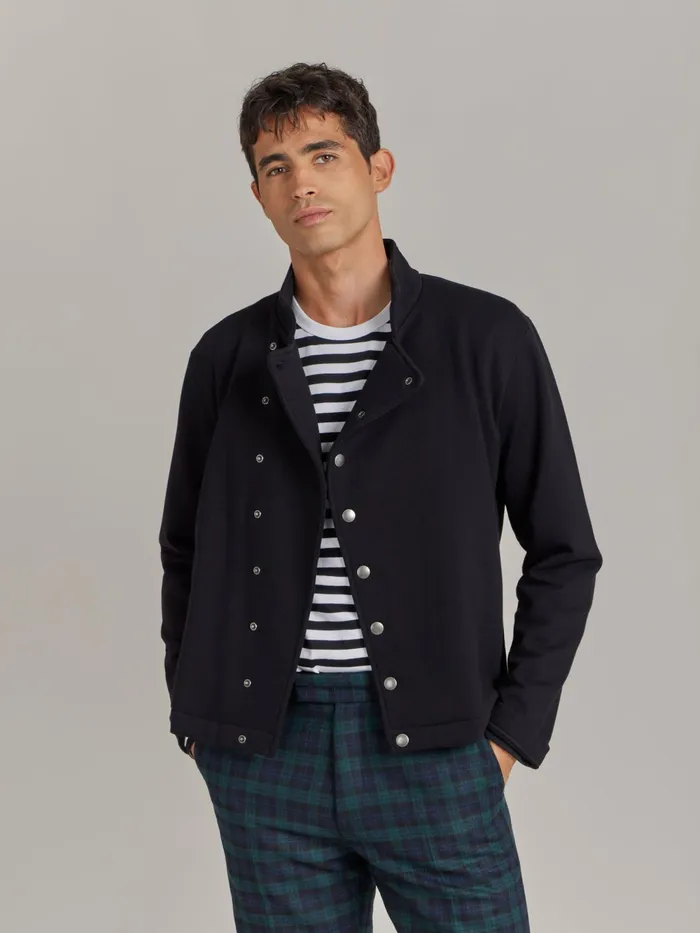 Men Agns B Cardigans Black Cotton Fleece Musset Cardigan