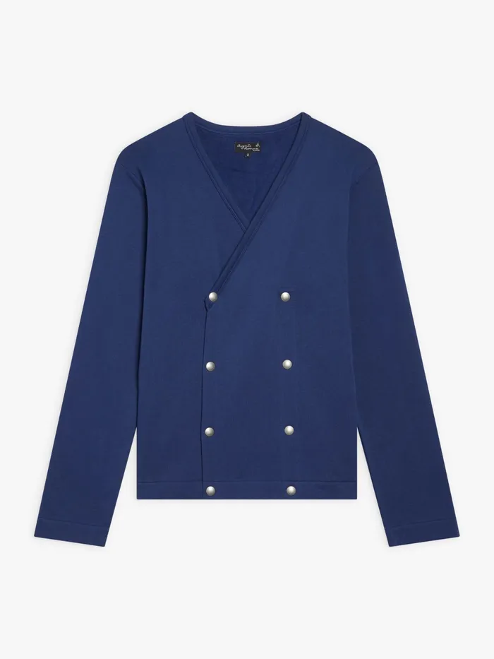 Men Agns B Cardigans Blue Cotton Fleece Roady Cardigan