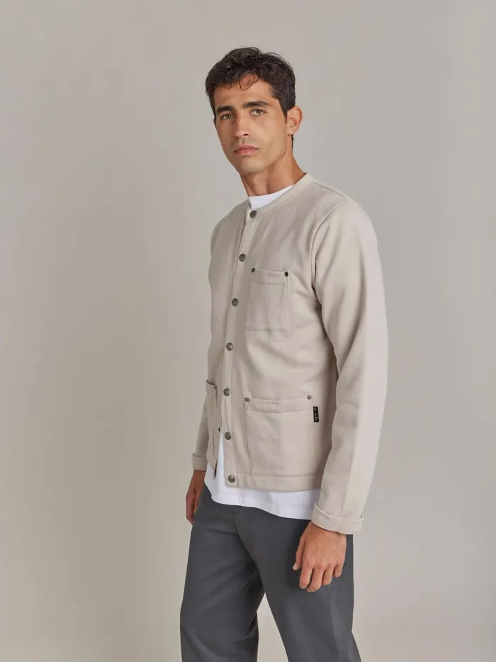 Men Agns B Cardigans Grey Cotton Fleece Khelian Cardigan