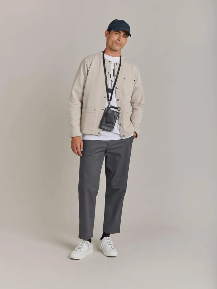 Men Agns B Cardigans Grey Cotton Fleece Khelian Cardigan