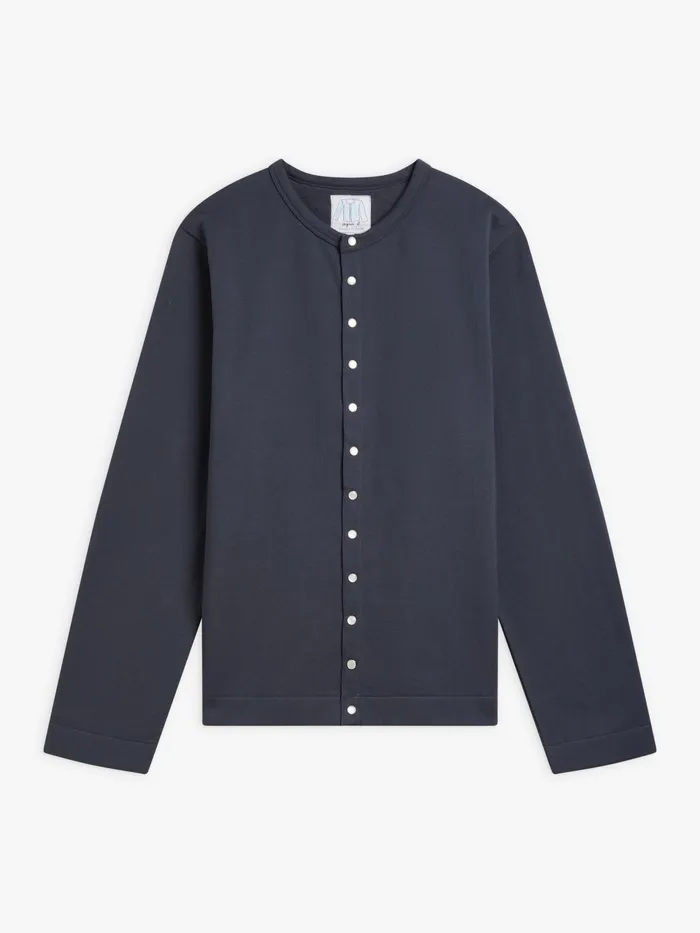 Men Agns B Cardigans Grey Cotton Fleece Snap Cardigan