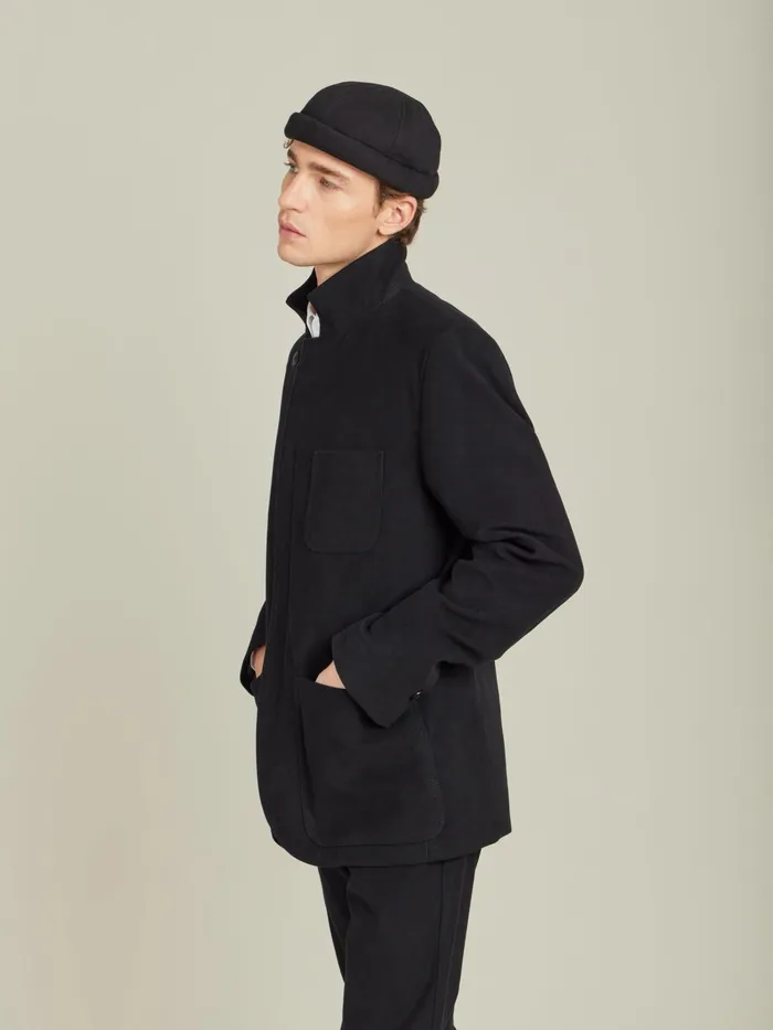 Men Agns B Jackets and Coats Black Cotton Zipped Jacket