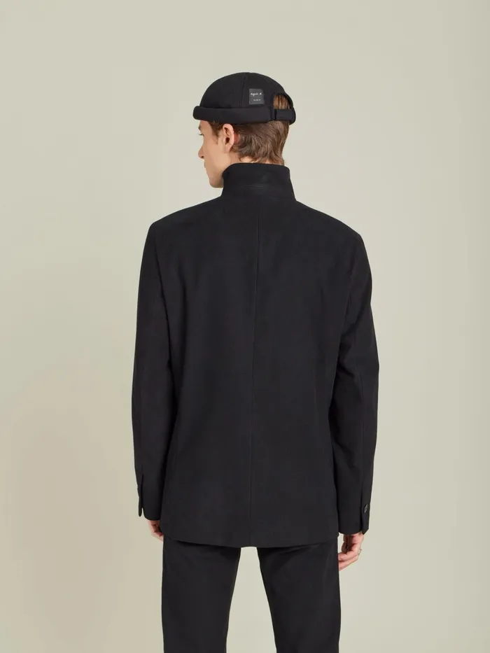 Men Agns B Jackets and Coats Black Cotton Zipped Jacket