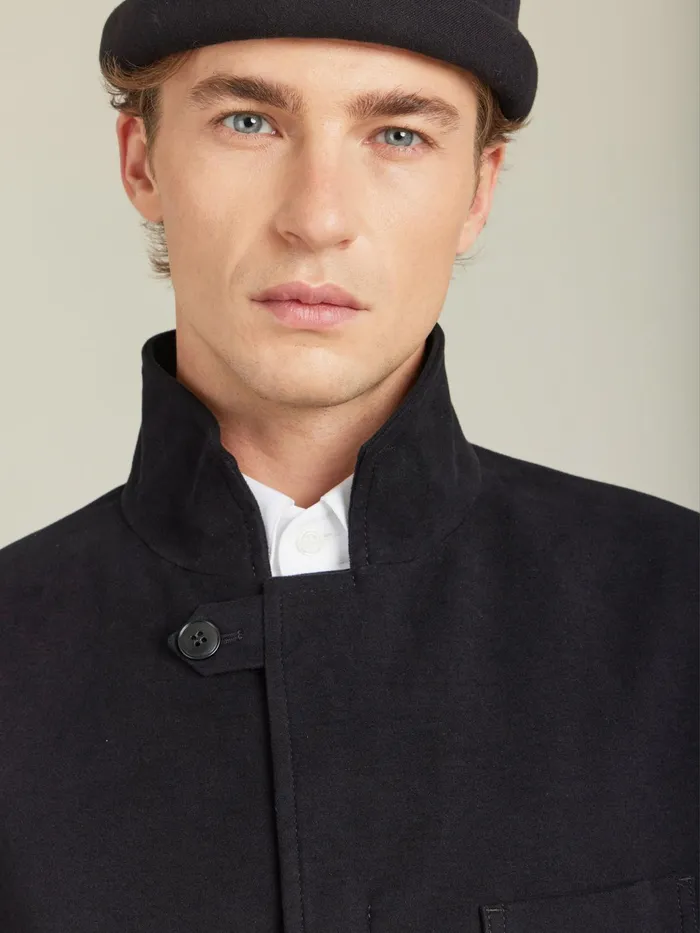 Men Agns B Jackets and Coats Black Cotton Zipped Jacket