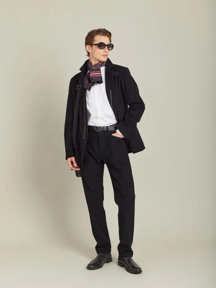 Men Agns B Jackets and Coats Black Cotton Zipped Jacket