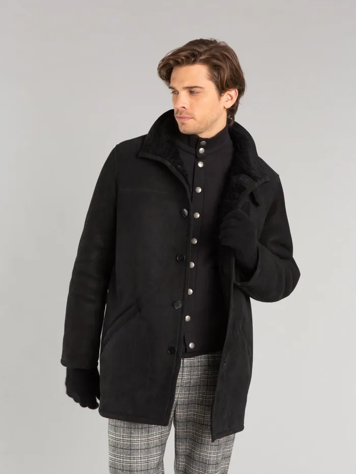 Men Agns B Jackets and Coats Black Lambskin Florent Jacket