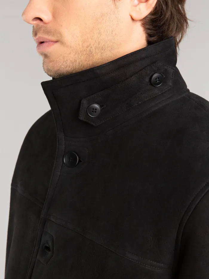 Men Agns B Jackets and Coats Black Lambskin Florent Jacket
