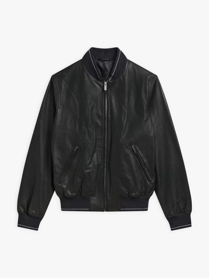 Men Agns B Jackets and Coats Black Lambskin Leather Blouson Berny
