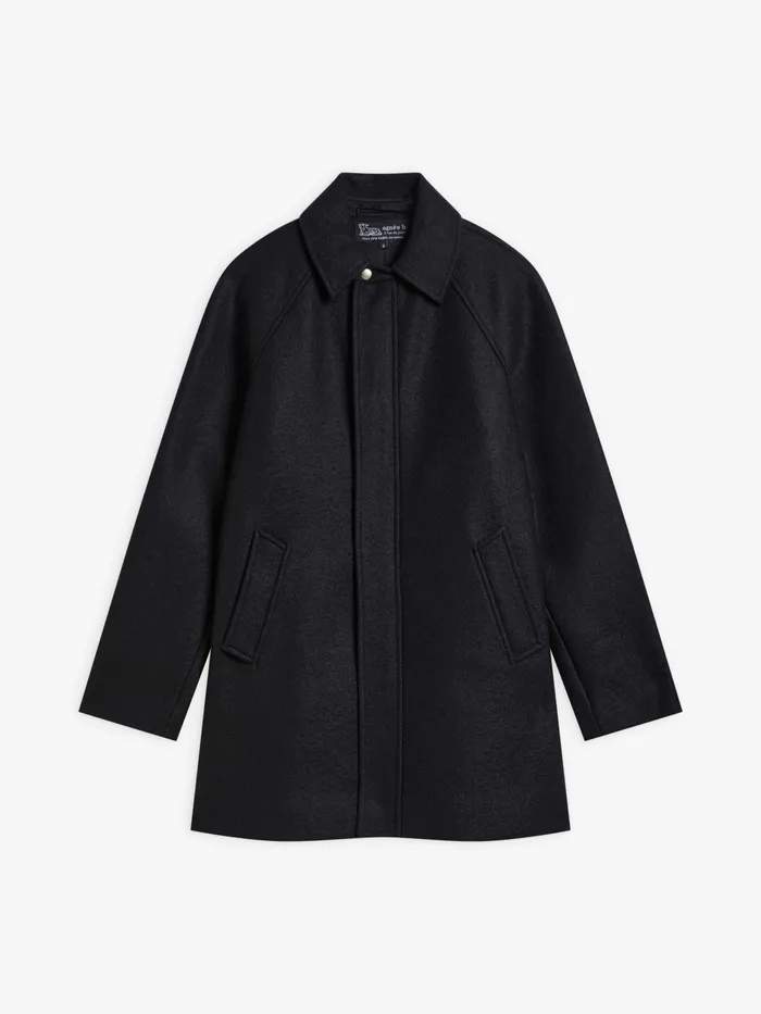 Men Agns B Jackets and Coats Black Wool Jersey Raglan Minded Coat