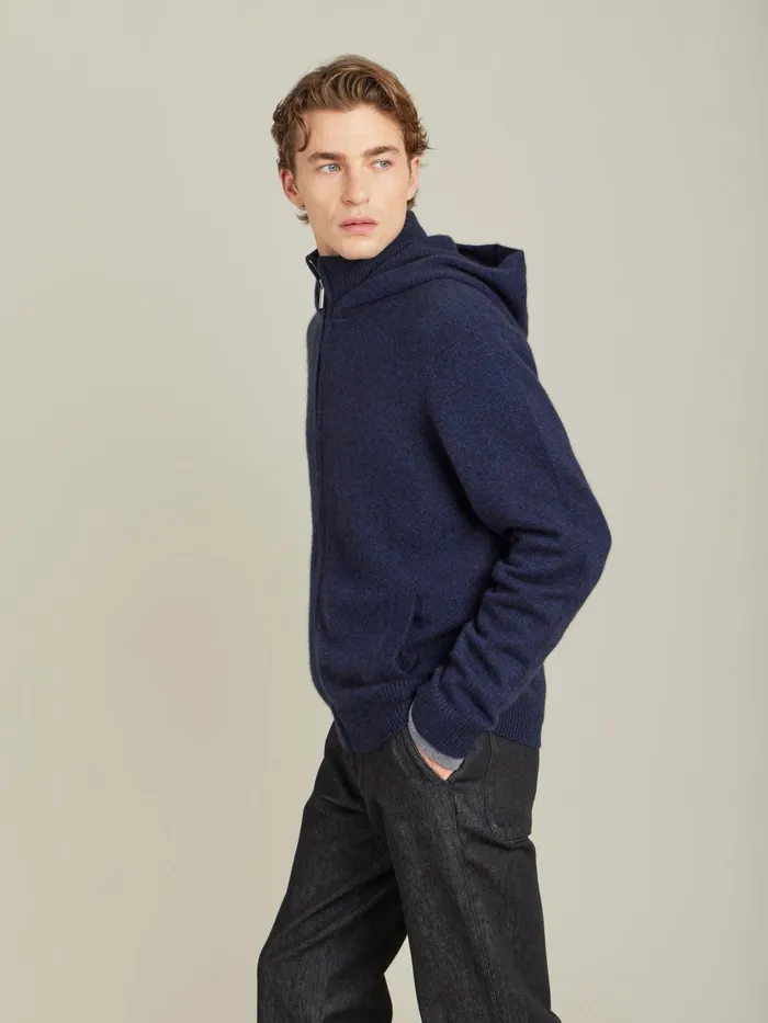 Men Agns B Jackets and Coats Blue Cashmere Jersey Bronson Jacket
