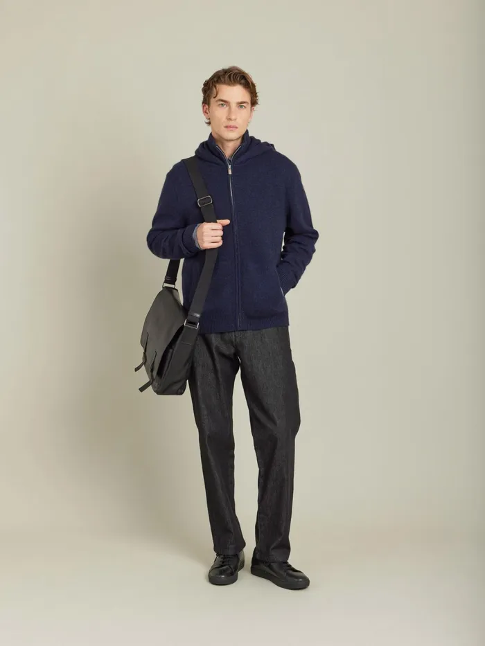 Men Agns B Jackets and Coats Blue Cashmere Jersey Bronson Jacket