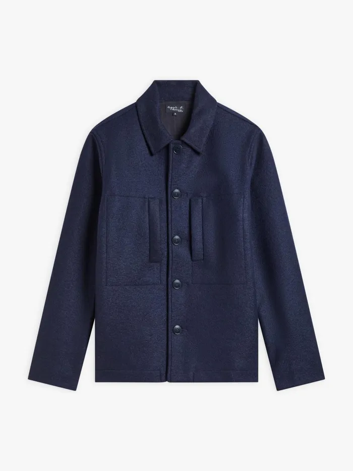 Men Agns B Jackets and Coats Blue Wool Jersey Michigan Shirt