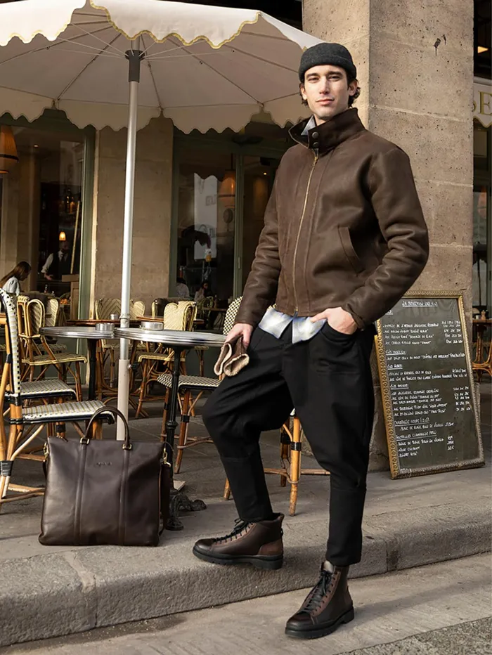 Men Agns B Jackets and Coats Brown Zipped Jacket