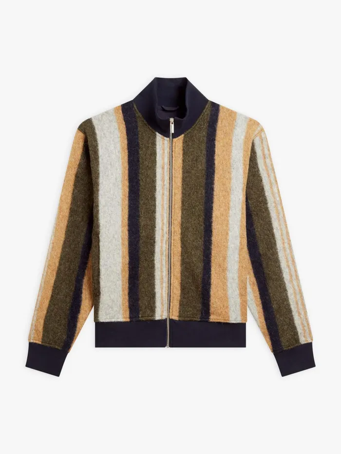 Men Agns B Jackets and Coats Green And Brown Wool Jersey Striped Heston Jacket
