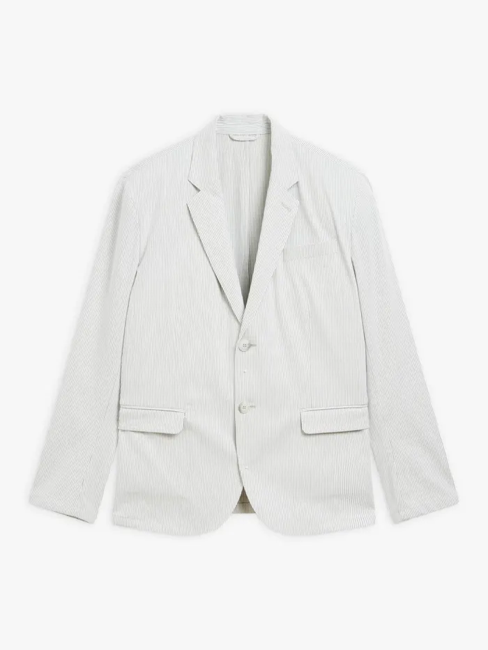 Men Agns B Jackets and Coats Grey Cotton Vertical Stripes Domino Jacket