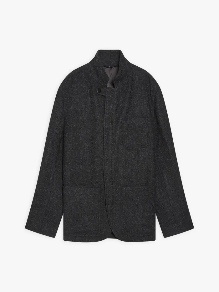 Men Agns B Jackets and Coats Grey Shetland Wool Zipped Jacket