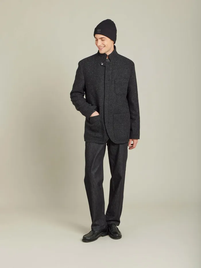 Men Agns B Jackets and Coats Grey Shetland Wool Zipped Jacket