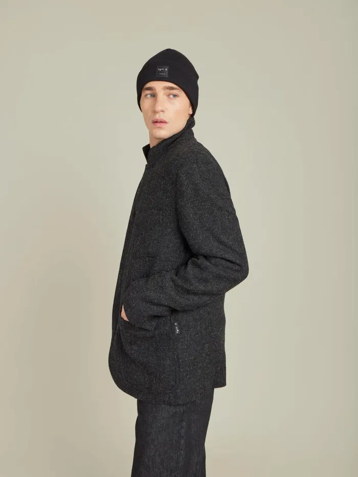Men Agns B Jackets and Coats Grey Shetland Wool Zipped Jacket