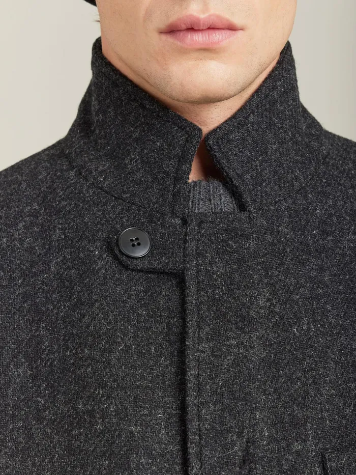 Men Agns B Jackets and Coats Grey Shetland Wool Zipped Jacket