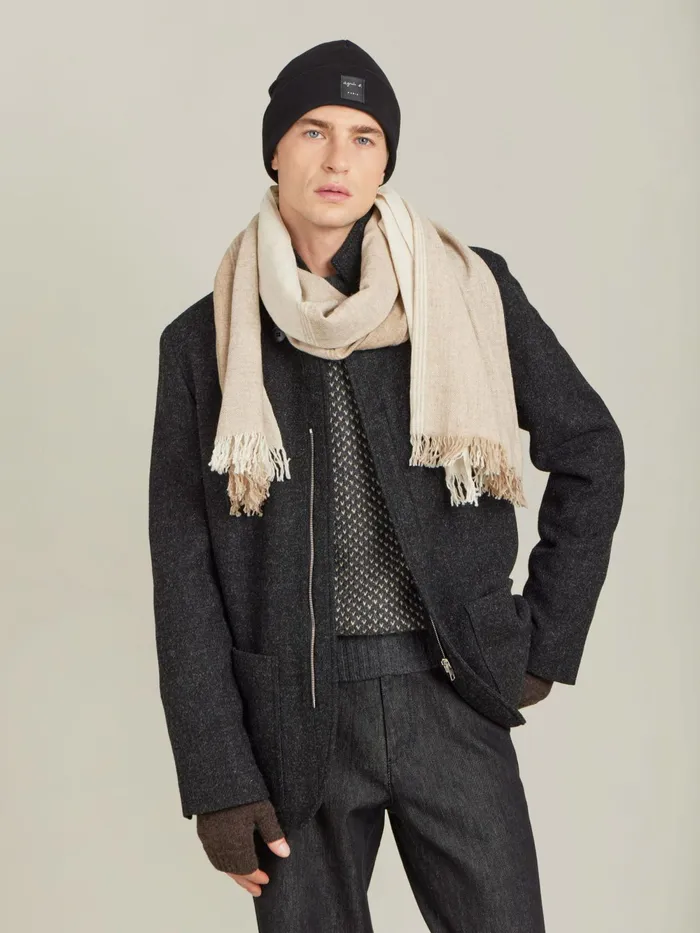 Men Agns B Jackets and Coats Grey Shetland Wool Zipped Jacket