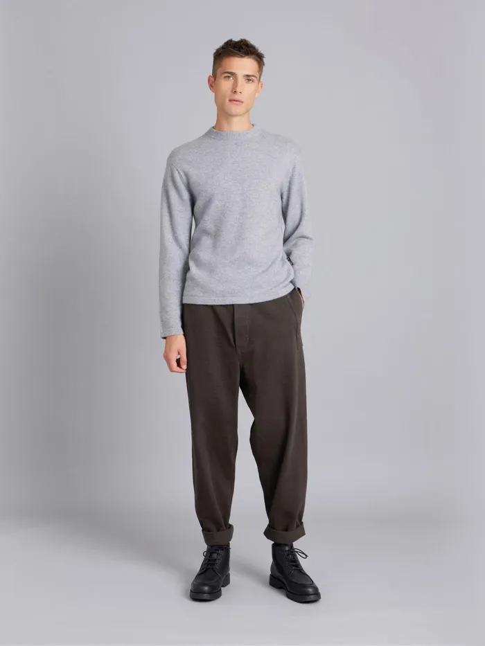 Men Agns B Jumpers Grey Cashmere Crewneck Jumper