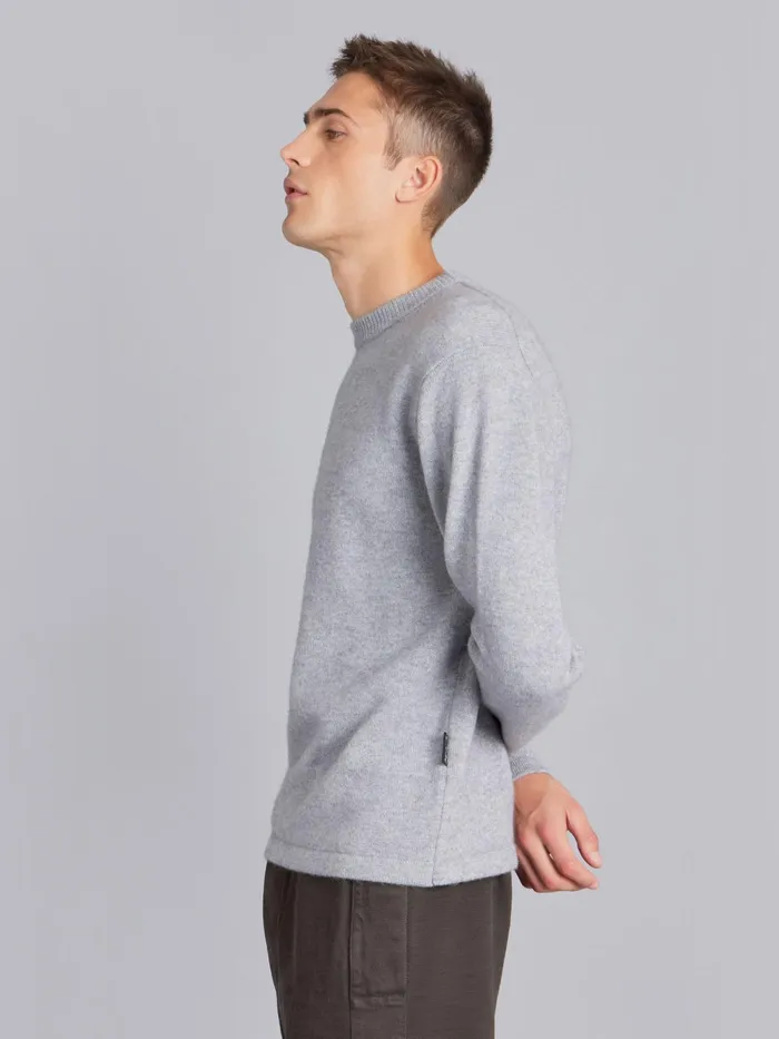 Men Agns B Jumpers Grey Cashmere Crewneck Jumper
