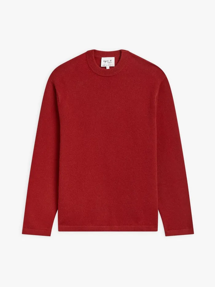 Men Agns B Jumpers Red Cashmere Crewneck Jumper