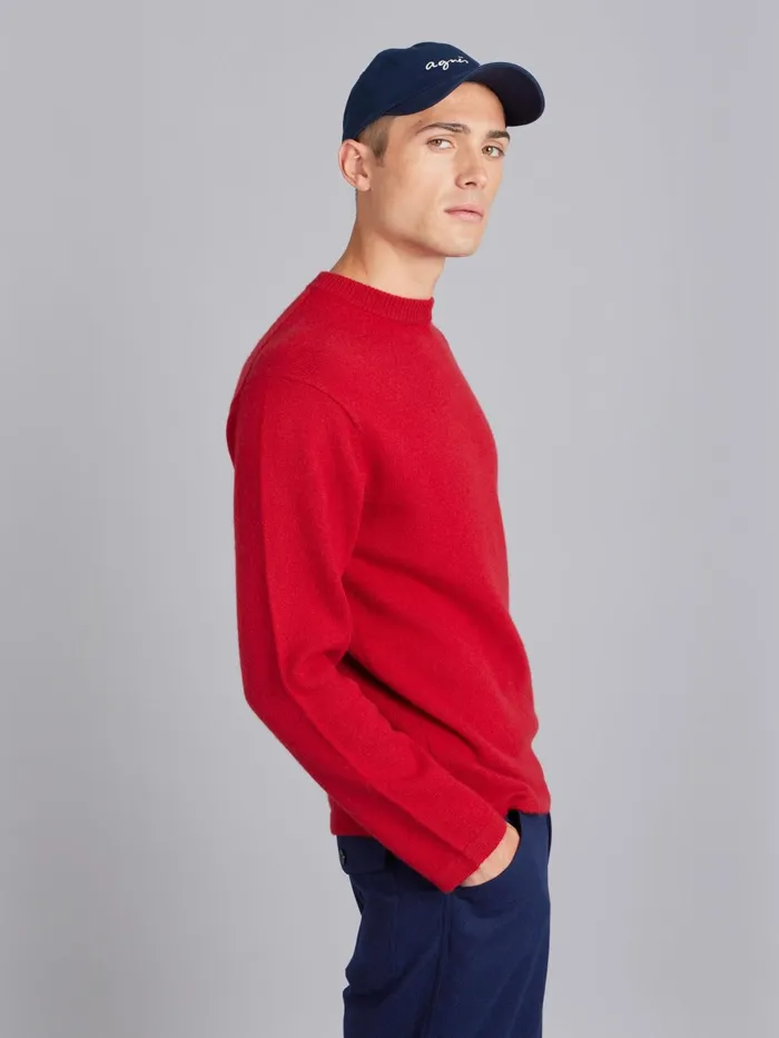Men Agns B Jumpers Red Cashmere Crewneck Jumper