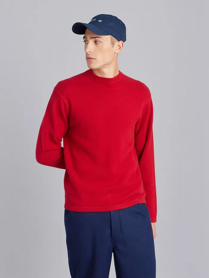 Men Agns B Jumpers Red Cashmere Crewneck Jumper