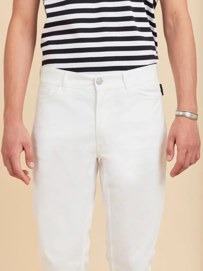 Men Agns B Jumpsuits and Jeans White Cotton Slim Iggy Jeans