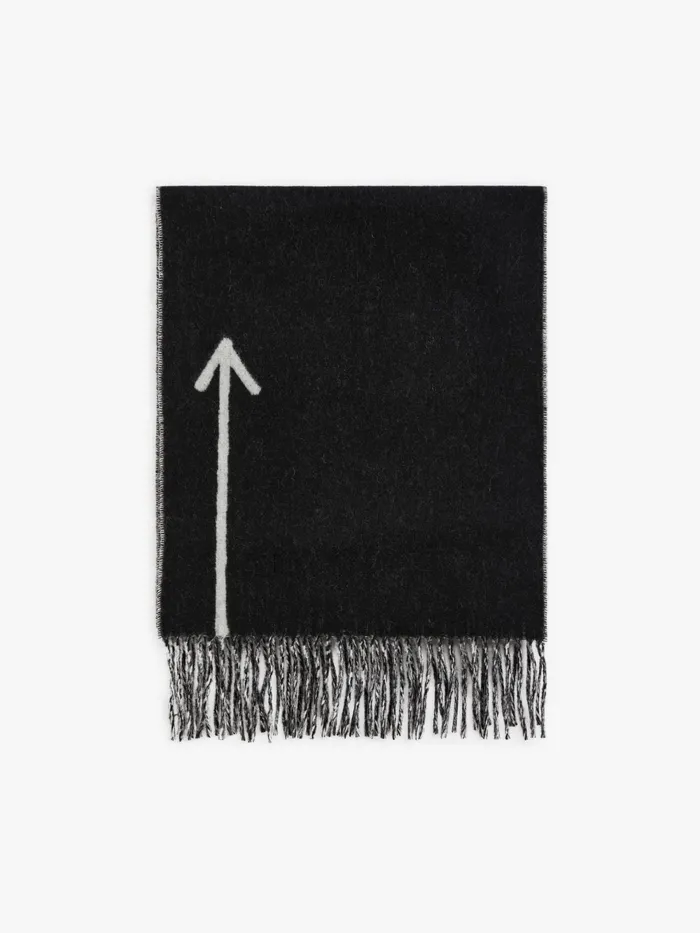Men Agns B Scarves Black Wool Flche Scarf