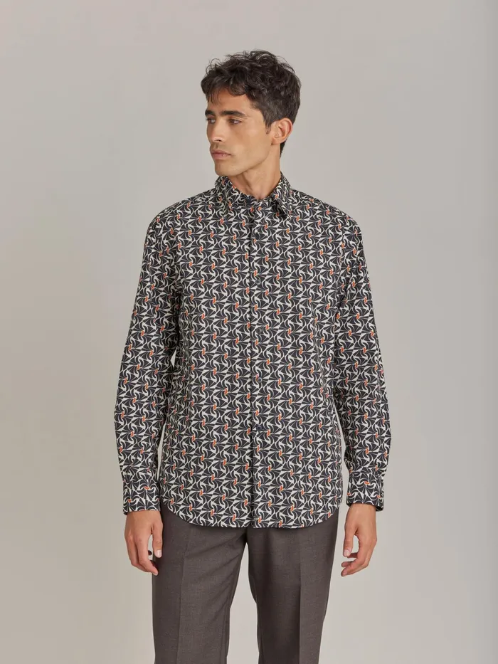 Men Agns B Shirts Black Andy Shirt Cotton With Geometric Print