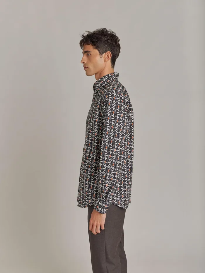 Men Agns B Shirts Black Andy Shirt Cotton With Geometric Print