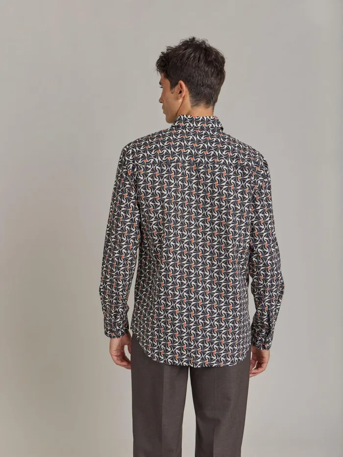 Men Agns B Shirts Black Andy Shirt Cotton With Geometric Print