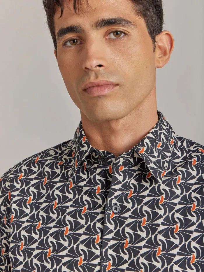 Men Agns B Shirts Black Andy Shirt Cotton With Geometric Print